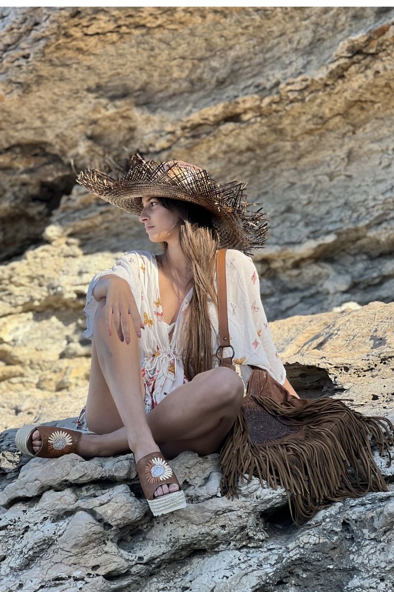 Sandalia "Rosa en Sa Cova" Camel
