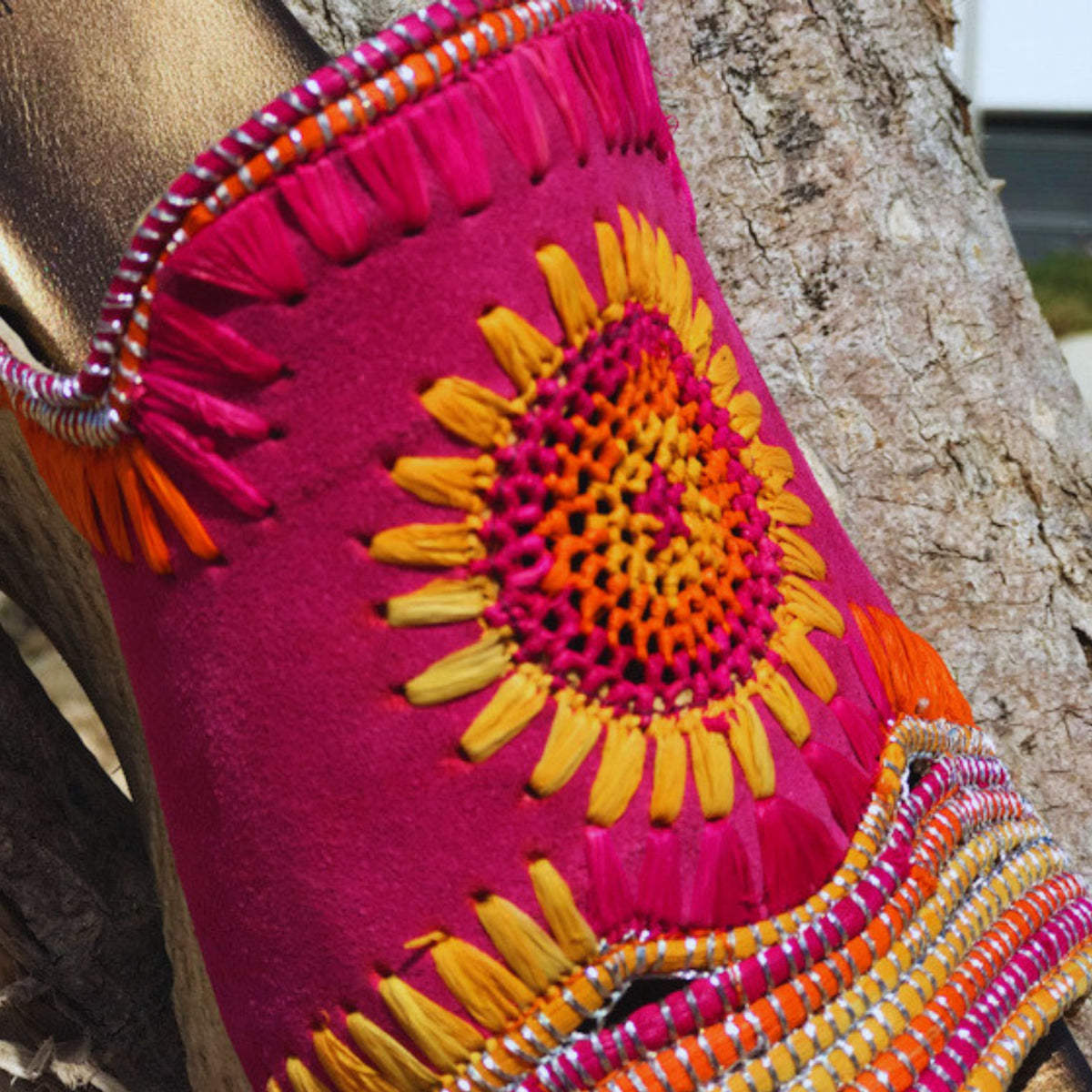 Sandalia "Sandra en los Girasoles" Fucsia
